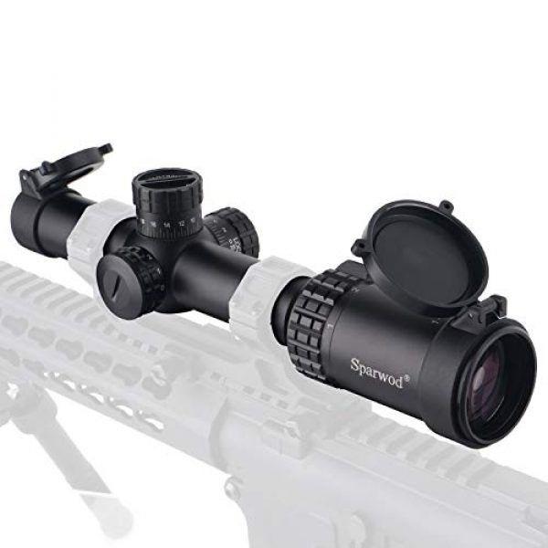 Sparwod Rifle Scope 6 Sparwod 1-6x24mm Rifle Scope,SFP Red Illuminated MOA Reticle Gun Scopes for Out Hunting with 20mm Mount-Green Lens Color