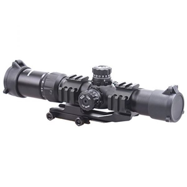 Vector Optics Rifle Scope 4 Vector Optics 1.5-4x30mm 1/2 MOA Tactical Riflescope with Red, Green & Blue Illuminated Chevron Reticle, Free 30mm One Piece Triple Rails Mount Rings (Matte Black)