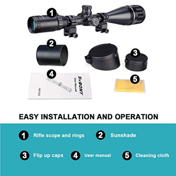 SVBONY Rifle Scope 7 SVBONY SV173 4-16x50AO Rifle Scope Red Green Blue Illuminated Mil Dot with 20mm Free Mount and Parallax Adjustment