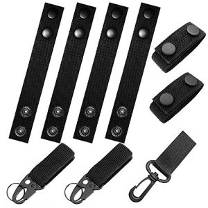 Sonku Tactical Belt 1 Sonku 6 Pcs Belt Keeper Double Snaps, Duty Belt Keeper for 2-2.25" Security Tactical Belt with 2 Pcs Webbing Key Ring and 1 Pcs Tactical Gear Belt Clip for Outdoor Sports Belt Fixing