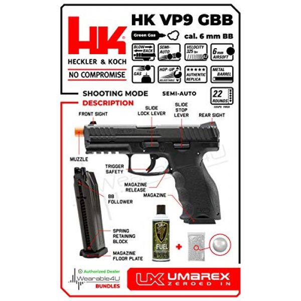 Wearable4U Airsoft Pistol 4 Wearable4U Umarex H&K VP9 GBB(VFC) Airsoft Pistol GBB Air Soft Gun Bundle
