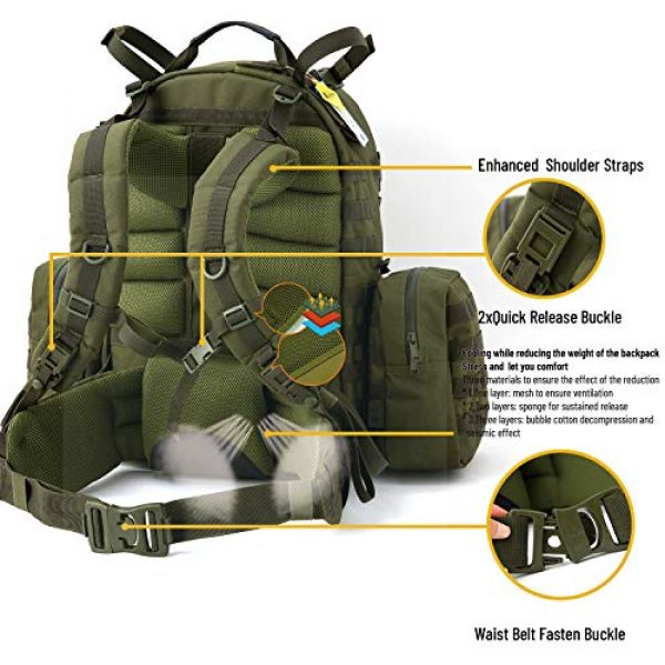 Akmax.cn Tactical Backpack 5 Military Army Backpack, MOLLE 2 Medium Rucksack with Removeable Shoulder Straps and Wasit Belt, Internal Frame