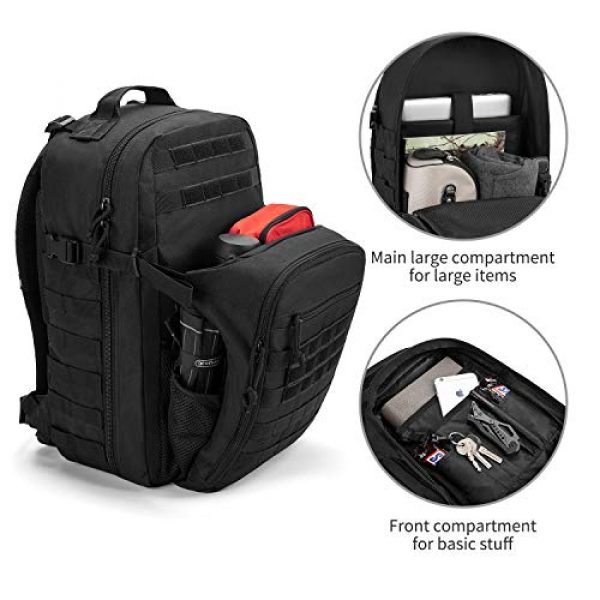 Gelindo Tactical Backpack 3 Gelindo Military Tactical Backpack Large 3 Day Assault Pack Molle Amry Bag Bug-out Rucksack Backpacks Survival Functional Daypack for Outdoor Hiking Camping Hunting Trekking Schooling for Men 42L
