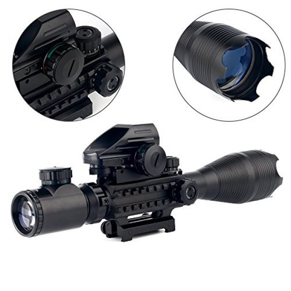 THEA Rifle Scope 4 THEA 4-16x50 Tactical Rifle Scope Red/Green Illuminated Range Finder Reticle W/Green Laser and Holographic Reflex Dot Sight (12 Month Warranty)