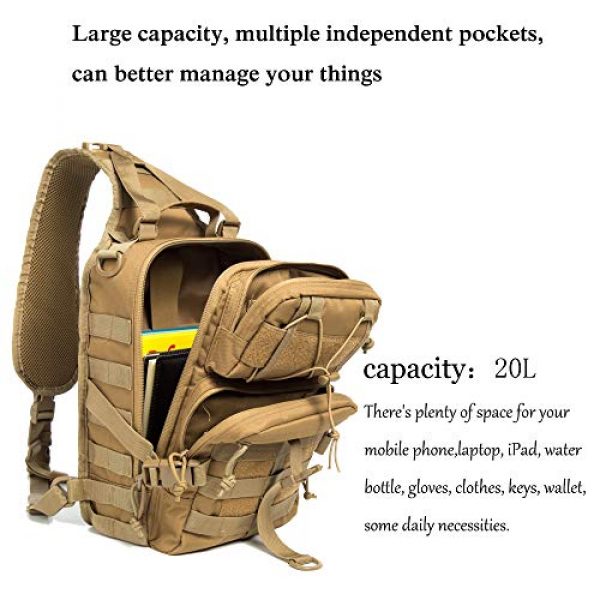 SHELCUP Tactical Backpack 3 SHELCUP EDC Sling Bag Pack, Rover Shoulder Molle Backpack, with USA Flag Patch