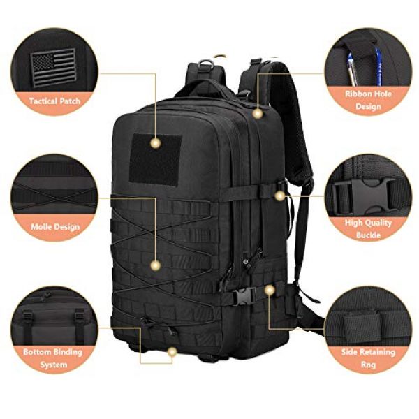 ArcEnCiel Tactical Backpack 4 ArcEnCiel Tactical Backpack Military Army 3 Day Assault Rucksack Pack 45L Molle Pack with Patch - Rain Cover Included