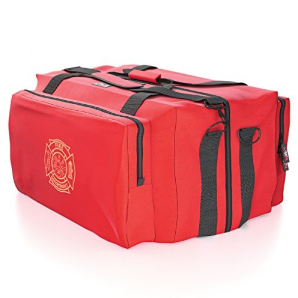 MTRSuper.com Tactical Backpack 1 Fire Medic Gear Bag - Reinforced, Water Resistant, Deluxe Step-in Duffle Turnout Firefighter Emergency Response EMT E.M.S; Padded Shoulder Strap; Three Large Compartments - Maltese Cross; By Med-Tech