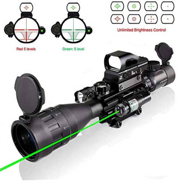 XOPin Rifle Scope 6 4-16x50AO Rifle Scope Combo Dual Illuminated with Green Laser sight 4 Holographic Reticle Red/Green Dot for Weaver/Rail Mount