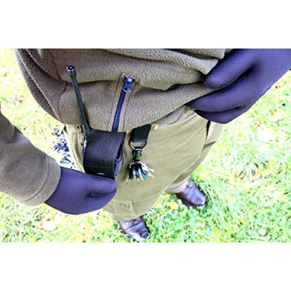TEXXO Tactical Belt 5 Belt Key Holder Clip for Duty Belts with Metal Hook Carabiner Finally, A Key Holder You Can Trust Fits Belts Up to 2.25 inch Nylon Webbing with Hook and Hair Closure Black Color