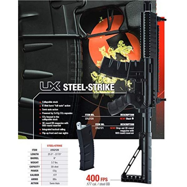 Umarex Air Rifle 6 Umarex Steel-Strike Automatic .177 Caliber BB Gun Air Rifle, Steel-Strike Air Rifle, Black (2252120)