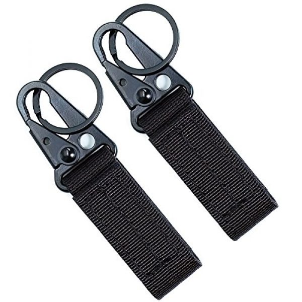 Fairwin Tactical Belt 1 Fairwin Tactical Gear Clip, Nylon Key Ring Holder or Tactical Belt Keepers Military Utility Hanger Carabiner Tactical Molle Hook, Black, Tan, Green