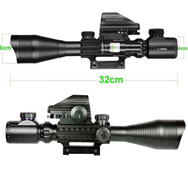XOPin Rifle Scope 2 Hunting Rifle Scope Combo C4-12x50EG Dual Illuminated with Laser sight 4 Holographic Reticle Red/Green Dot for Weaver/Rail Mount