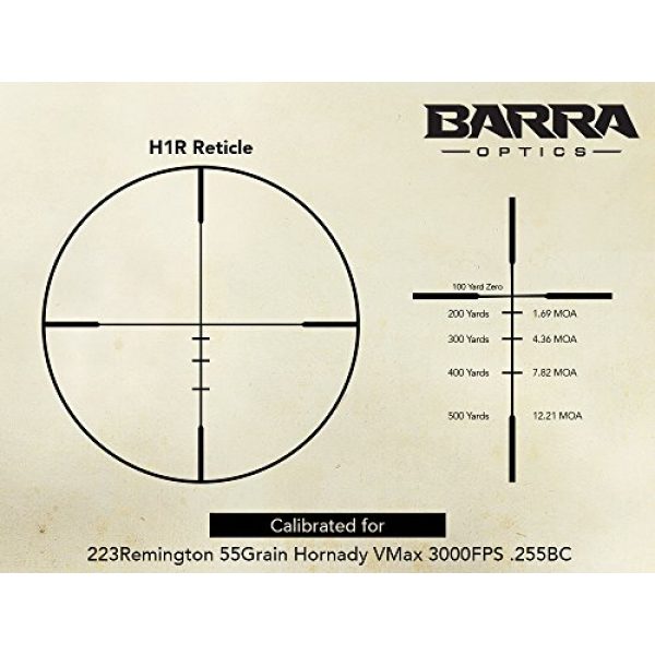 Barra Rifle Scope 4 Barra BDC Reticle Capped Turrets for Hunting and Tactical Shooting
