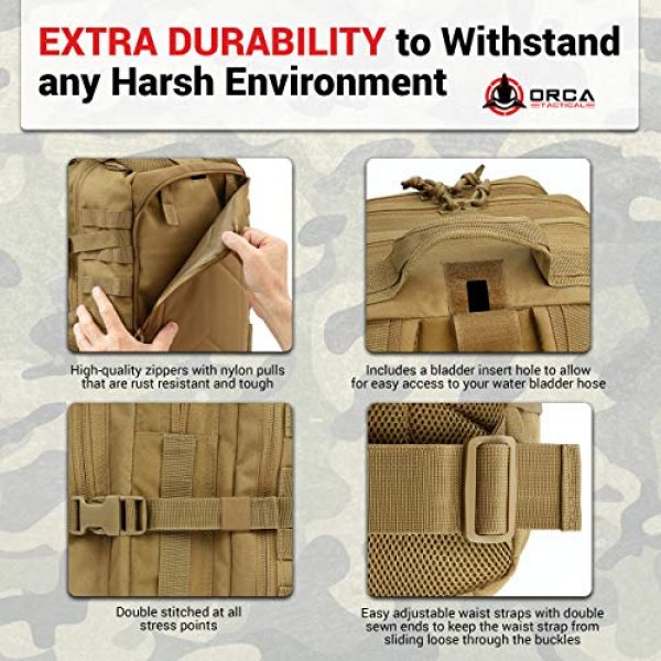 Orca Tactical Tactical Backpack 7 Orca Tactical Backpack 40L Large Military 1 to 3 Day Molle Assault Pack Rucksack Army Bag