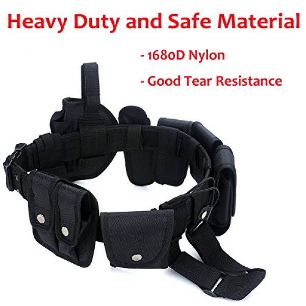 YAHILL Tactical Belt 3 YAHILL Law Enforcement Utility Tactical Belt, Security Military Police Gear Heavy Duty Belt Nylon Combat Officer Equipment with Pouches Holster Gear, Black