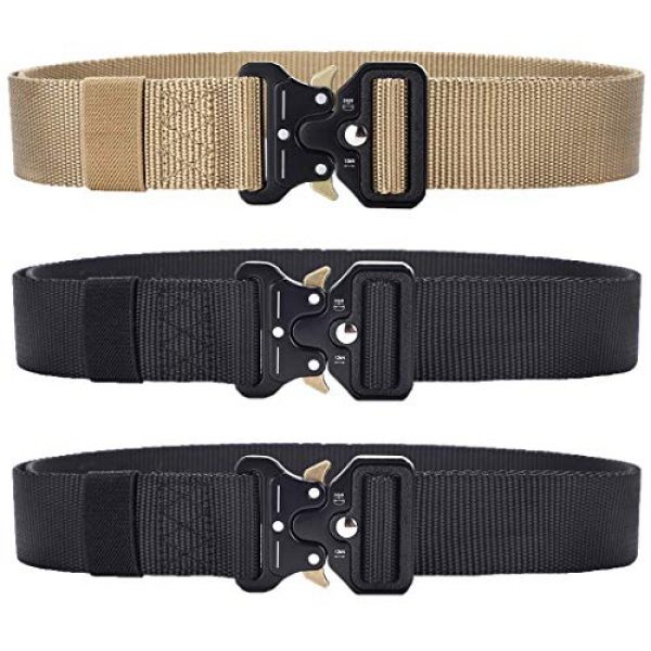 Clobri Tactical Belt 2 Clobri 3 Pack Tactical Belt,1.5 Inch Nylon Web Duty Gun Belt with Heavy-Duty Quick Release Metal Buckle for Men