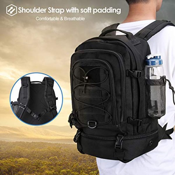ProCase Tactical Backpack 6 Procase Military Tactical Backpacks 30 Liter, Large Capacity Hiking Daypacks Molle Bag for Camping, Hunting, Trekking, Military Traveling -Black