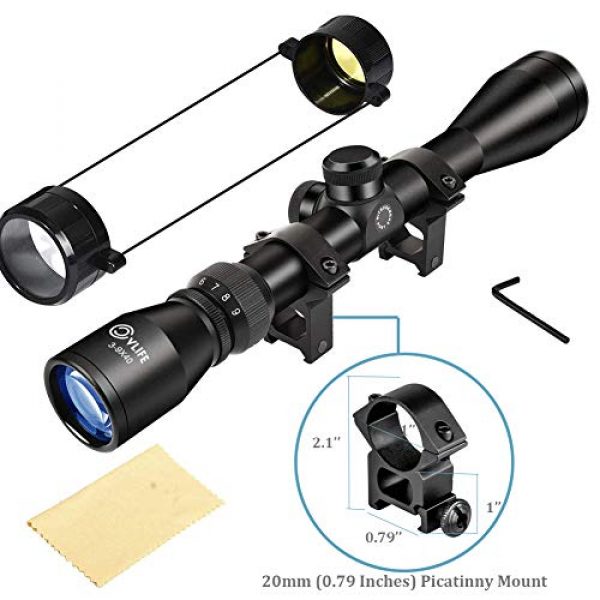CVLIFE Rifle Scope 7 CVLIFE 3-9x40 Optics R4 Reticle Crosshair Scope with 20mm Free Mounts
