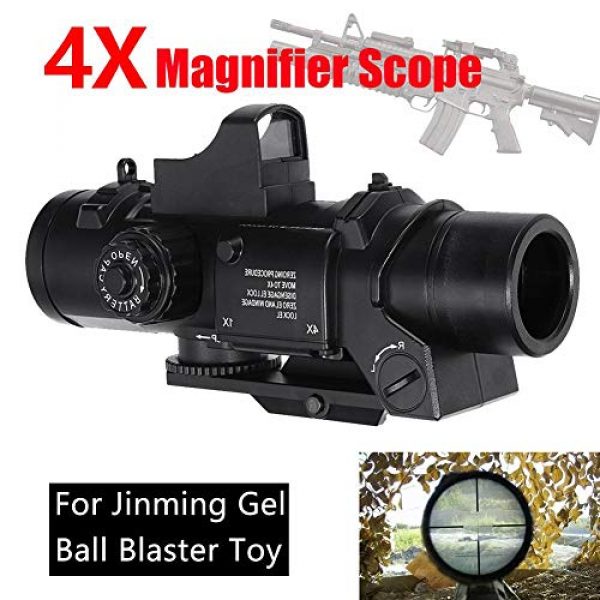 Fightsong Rifle Scope 7 Fightsong 4X Magnifier Scope Red Dot Sight Magnifier Universal for Gel Ball Blaster Toy Outdoor Camping Travel Magnifier