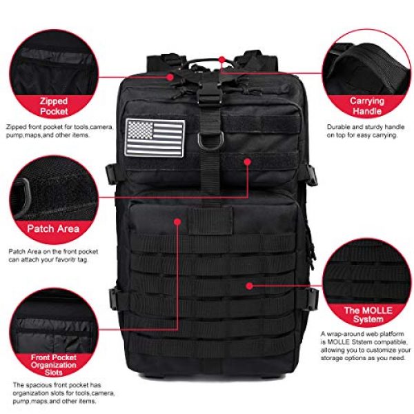 Heran Tactical Backpack 2 Tactical Backpack 45L Army 3 Day Assault Pack Molle For Bag Heavy Duty Black
