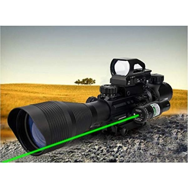 UUQ Rifle Scope 7 UUQ C4-12X50 Rifle Scope Dual Illuminated Reticle W/Green Laser Sight and Holographic Dot Reflex Sight