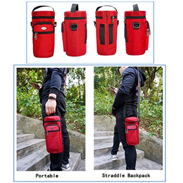 Ayans Water Bottle Carrier 4 Water Bottle Pouch (1500ml),Nylon Water Bottle Carrier Bag with Adjustable Shoulder Strap,Insulated Water Bottle Cover for Stainless Steel/Glass/Plastic Bottles (Black)