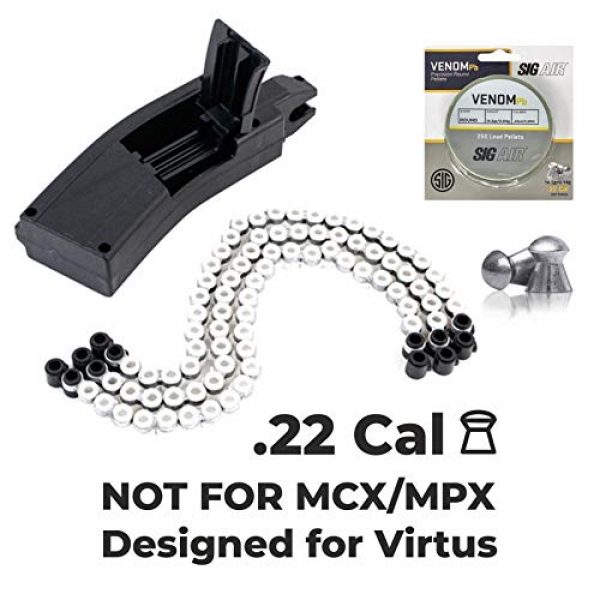 Venus Air Gun Accessory 6 Sig Venom Lead Pellet .22 Cal 14.5gr 2x250ct and Virtus Airrifle Combo Kit .22cal 30rd 3 Extra Belts Bundle (for Virtus .22 Cal Only) | NOT for MCX/MPX .177