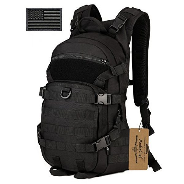 ArcEnCiel Tactical Backpack 1 ArcEnCiel 25L Tactical Motorcycle Cycling Backpack Military Molle Pack Helmet Holder with Patch - Rain Cover Included