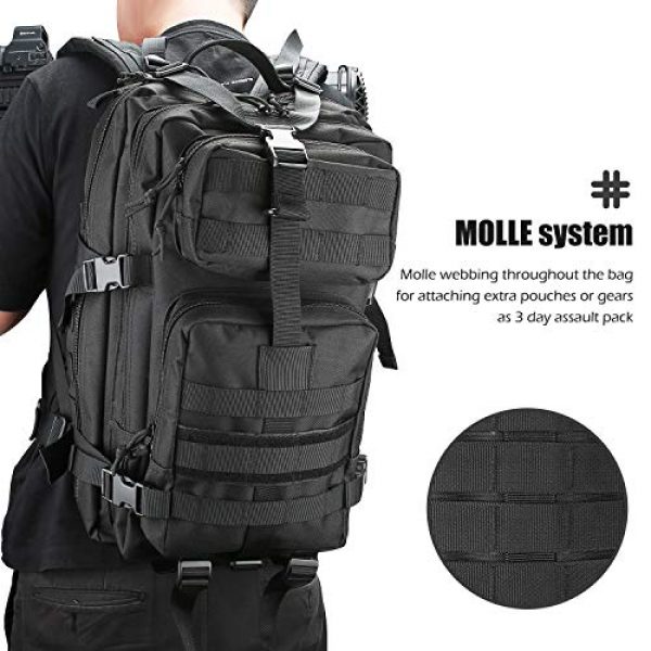 ProCase Tactical Backpack 5 ProCase Military Tactical Backpack, 35L Large Capacity Rucksacks 2 Day Army Assault Pack Go Bag for Hunting, Trekking, Camping and Other Outdoor Activities -Black