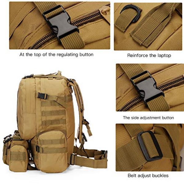 N/O Tactical Backpack 5 Camping Backpack for Men 55L Detachable Hiking Daypacks Travel Rucksack 3 day Pack