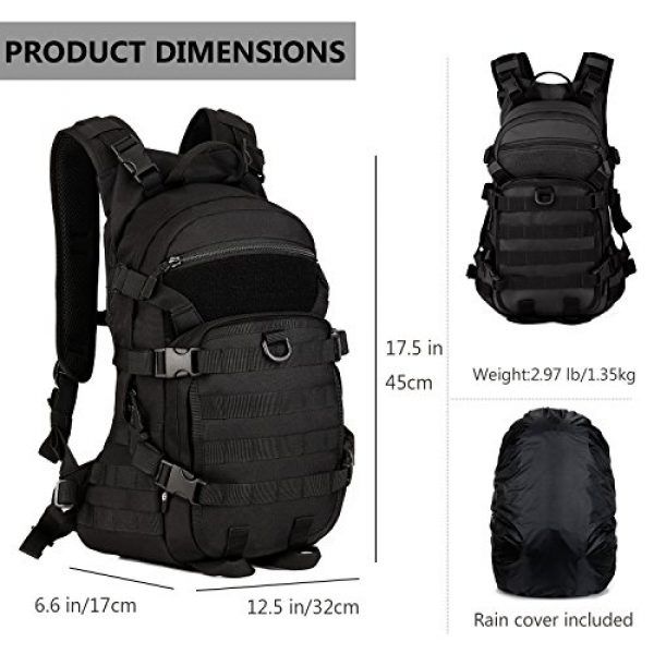 ArcEnCiel Tactical Backpack 3 ArcEnCiel 25L Tactical Motorcycle Cycling Backpack Military Molle Pack Helmet Holder with Patch - Rain Cover Included