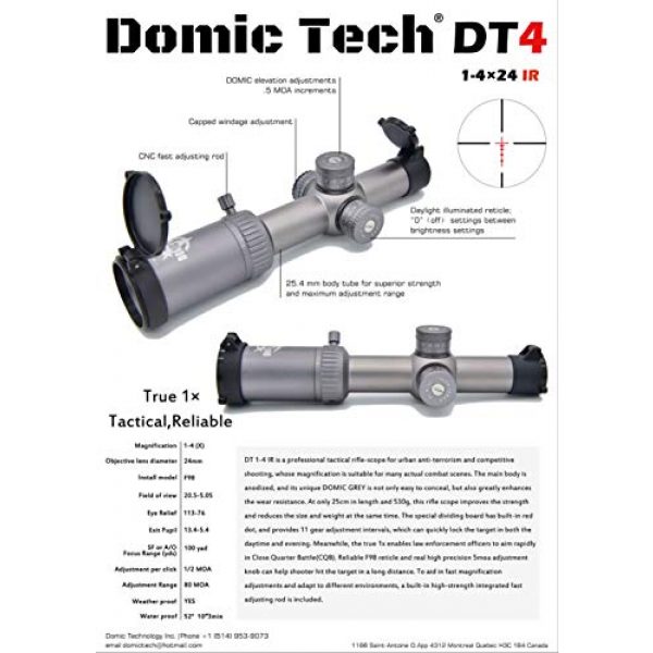 DOMIC TECH Rifle Scope 2 DOMIC TECH DT4 /1-4x24 IR Rifle Scope, a True 1x, Tactical, Optical, Reliable and Professional Sniper Rifle-Scope.