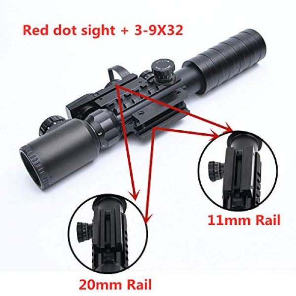 Luger Rifle Scope 4 Luger Tactical 3-9X32EG Optical Dual Red Green Illuminated Crosshair Range Finder Rifle Scope with Red Green Reflex 4 Reticles Sight