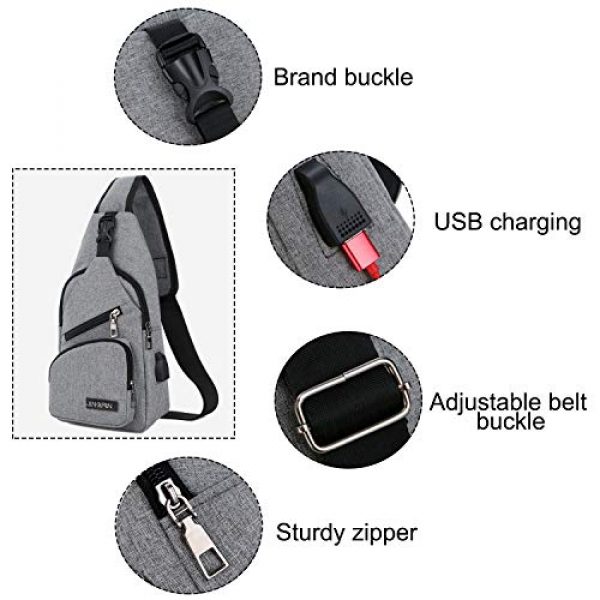 ChangYou Tactical Backpack 5 ChangYou Sling Bag Chest Backpack with USB Charging Port Polyester Shoulder Bag for Outdoor Sports Travel