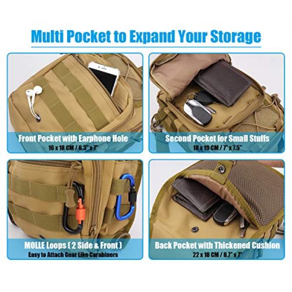 Gisdanchz Tactical Backpack 6 Gisdanchz Outdoor Tactical Molle Bag Military Backpack Sling Crossbody Shoulder Bags for Men Women