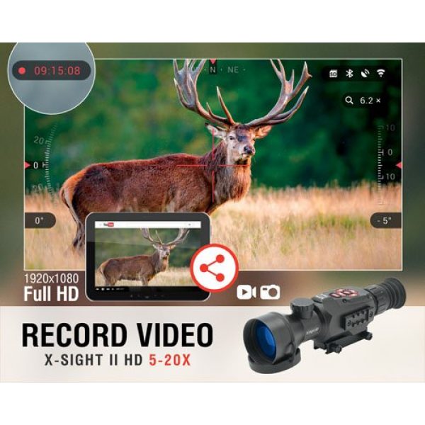ATN Rifle Scope 4 ATN X-Sight II HD 5-20 Smart Day/Night Rifle Scope w/1080p Video, Ballistic Calculator, Rangefinder, WiFi, E-Compass, GPS, Barometer, IOS & Android Apps