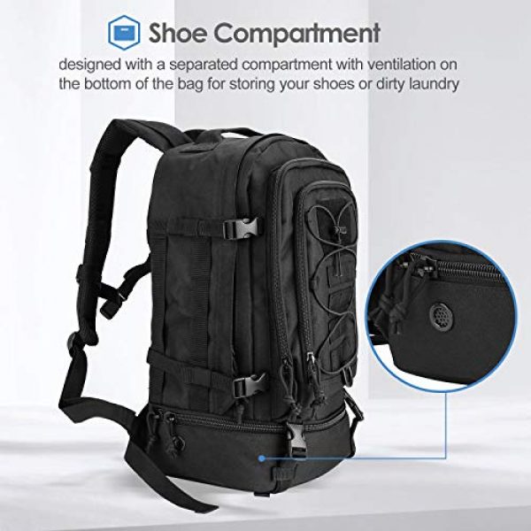 ProCase Tactical Backpack 4 Procase Military Tactical Backpacks 30 Liter, Large Capacity Hiking Daypacks Molle Bag for Camping, Hunting, Trekking, Military Traveling -Black