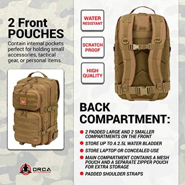 Orca Tactical Tactical Backpack 5 Orca Tactical Backpack 40L Large Military 1 to 3 Day Molle Assault Pack Rucksack Army Bag