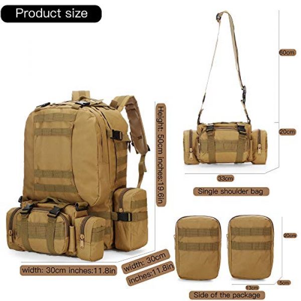 N/O Tactical Backpack 2 Camping Backpack for Men 55L Detachable Hiking Daypacks Travel Rucksack 3 day Pack