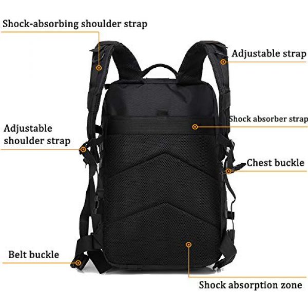 Createy Tactical Backpack 4 Createy Military Tactical Backpack, Large Army 3 Day Assault Pack 45L Molle Bag Rucksack Bug Out Bag Daypacks with Molle System for Camping Hunting Hiking Traveling