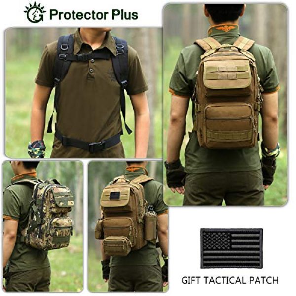 Protector Plus Tactical Backpack 4 Protector Plus Tactical Motorcycle Backpack Small Military MOLLE Cycling Daypack Army Assault Pack Bug Out Bag Hiking Camping Rucksack (Rain Cover & Patch Included)