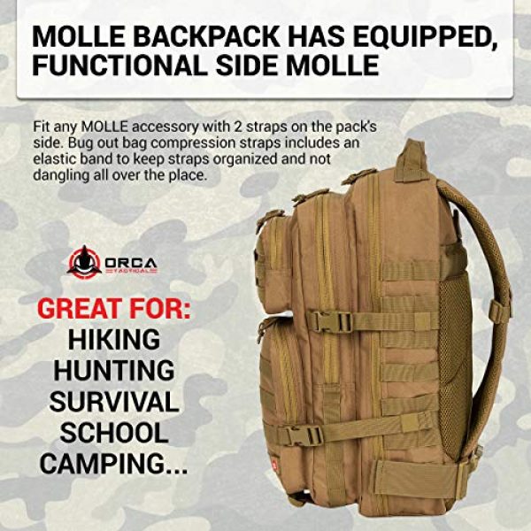 Orca Tactical Tactical Backpack 6 Orca Tactical Backpack 40L Large Military 1 to 3 Day Molle Assault Pack Rucksack Army Bag
