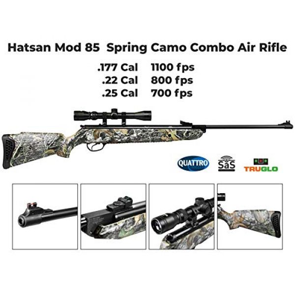 Wearable4U Air Rifle 4 Hatsan Mod 85 Spring Camo Combo Air Rifle with Wearable4U 100x Paper Targets and Lead Pellets Bundle