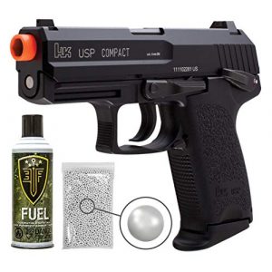 Wearable4U Airsoft Pistol 1 Wearable4U H&K Heckler & Koch USP GBB(KWA) Blowback Airsoft Pistol Green Gas BB Air Soft Gun Bundle (Black)