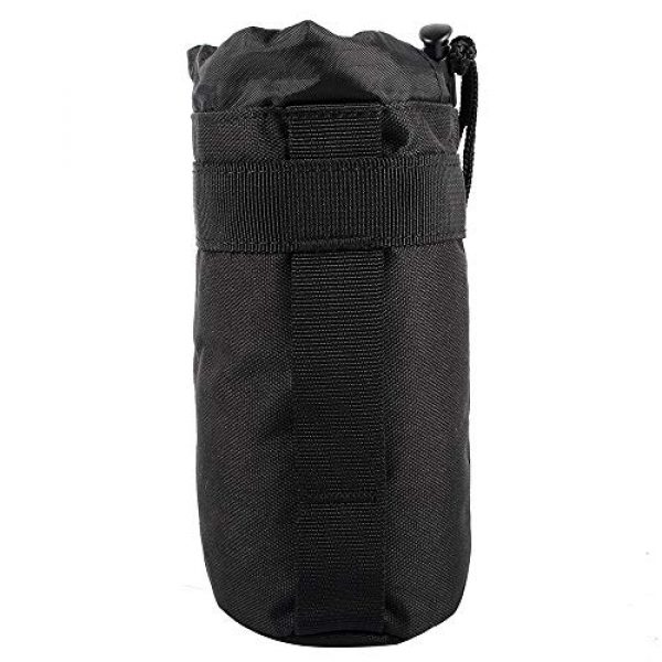 DONGKER Tactical Pouch 4 Tactical Water Bottle Pouch, Tactical Bottle Holder Hydration Carrier Mesh Bottom with Drawstring Tactical Holder Storage Bag for Outdoor Hiking , Cycling, Hunting (Black)
