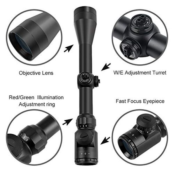 OTW Rifle Scope 2 OTW Tactical Rifle Scope 3-9X40 Red & Green Illuminated Crosshair Reticle Optics Scopes for Hunting Shooting