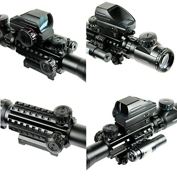 XOPin Rifle Scope 5 Hunting Rifle Scope Combo C4-12x50EG Dual Illuminated with Laser sight 4 Holographic Reticle Red/Green Dot for Weaver/Rail Mount