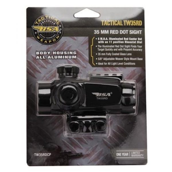BSA Optics Rifle Scope 2 BSA Optics TW35RDCP 3.5-10x40 Tactical Weapon Red Dot Rifle Scope, 5 MOA