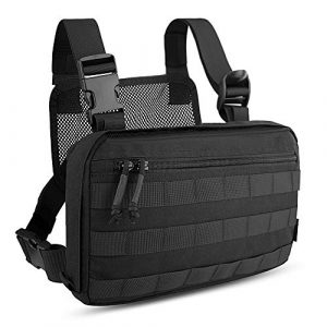 KRYDEX Tactical Backpack 1 KRYDEX Chest Bag Tactical Combat MOLLE Pouch Radio Chest Harness Front Chest Pouch Black