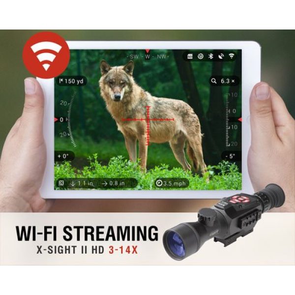 ATN Rifle Scope 5 ATN X-Sight II HD 3-14 Smart Day/Night Rifle Scope w/1080p Video, Ballistic Calculator, Rangefinder, WiFi, E-Compass, GPS, Barometer, IOS & Android Apps